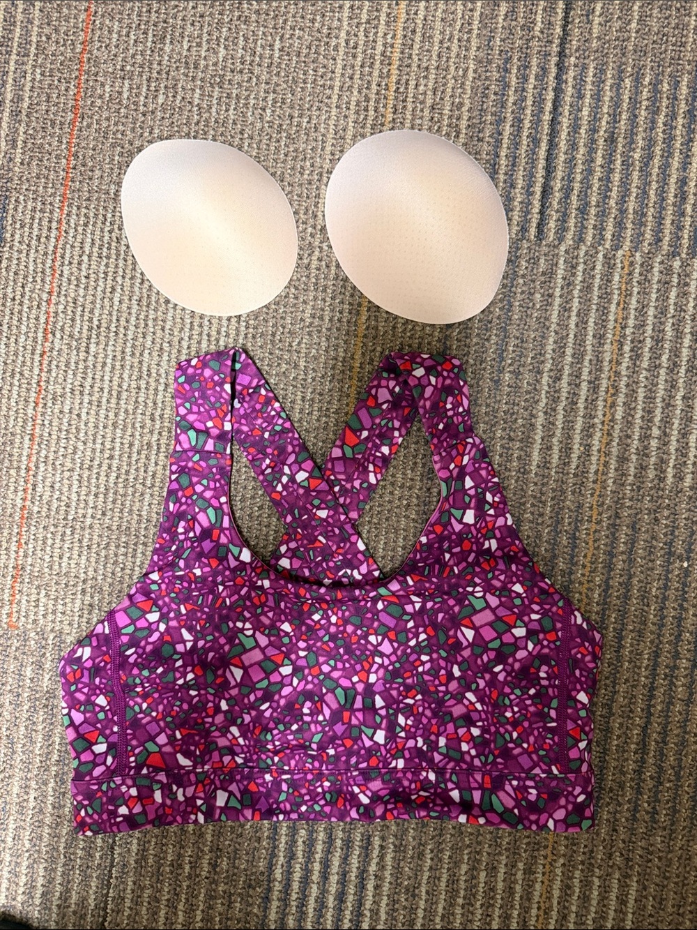💜🩷 lululemon athletica Purple Mosaic Crisscross Sports Bra 8 🩷💜